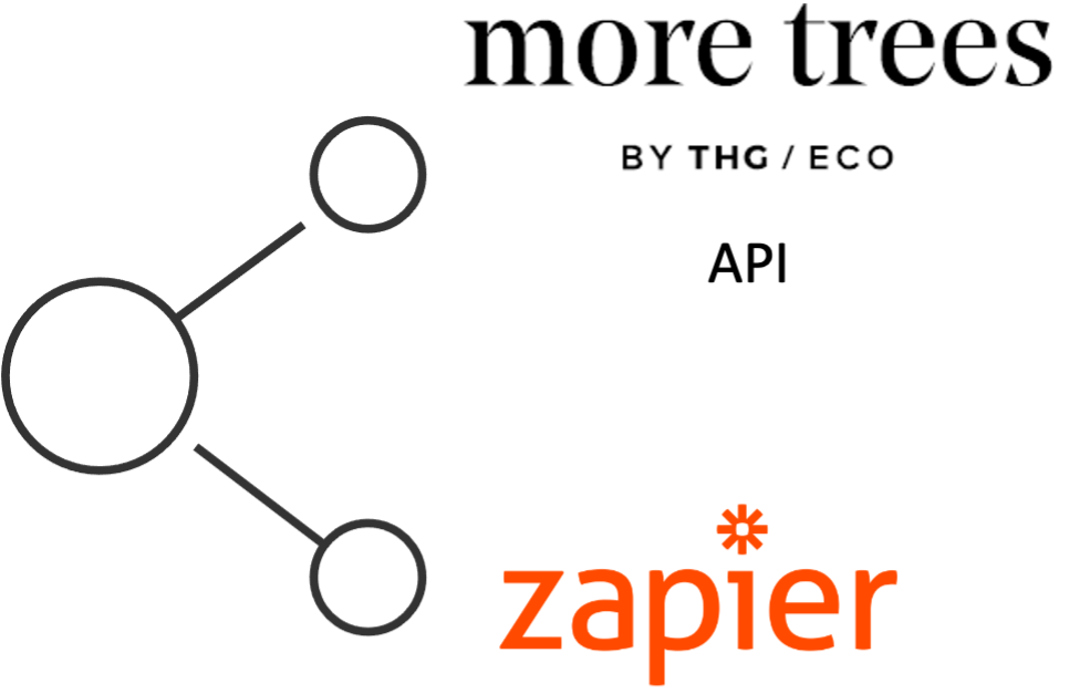 Logos for More Trees API and Zapier